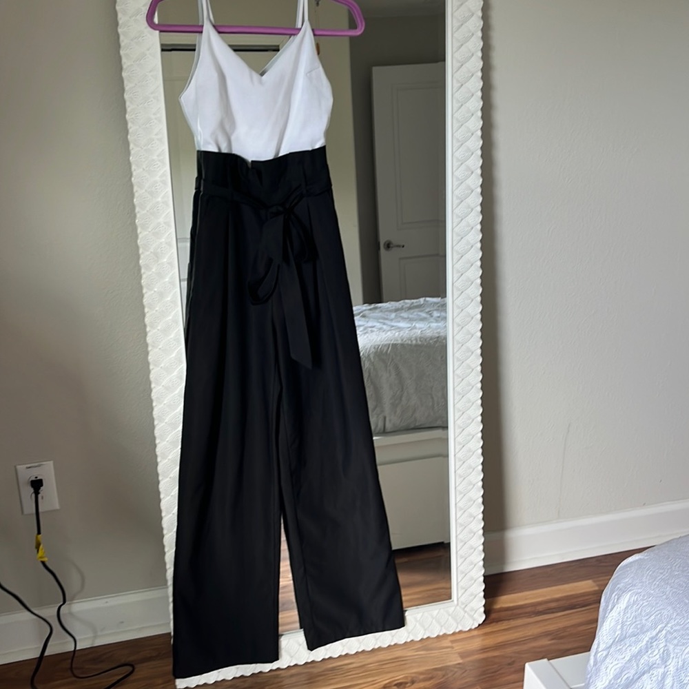 The clothing company, white and blue tie waist, jumpsuits, size small